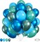 Blue and Green Balloons, Blue and Green Birthday Decorations, 12 Inch Light Blue Teal Blue Metallic Green Metallic Blue Latex Balloons for Birthday Wedding Baby shower Party Decorations